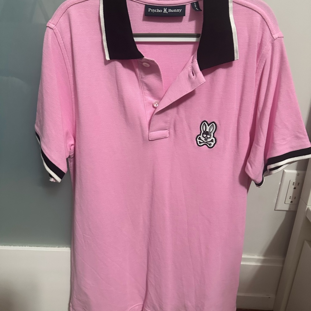 Boys Psycho Bunny Pink Polo Shirt Size Large 14/16